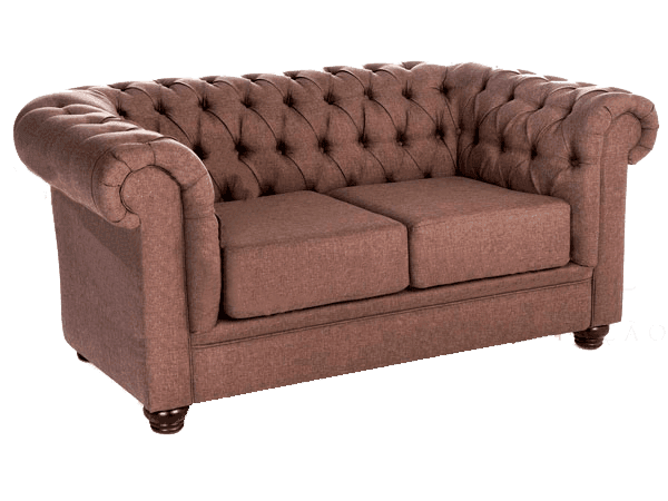 Sofá Chesterfield Linho Caramelo 2L