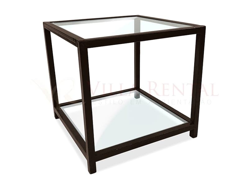 Mesa Lateral Lisa Villa + Tampo de Vidro