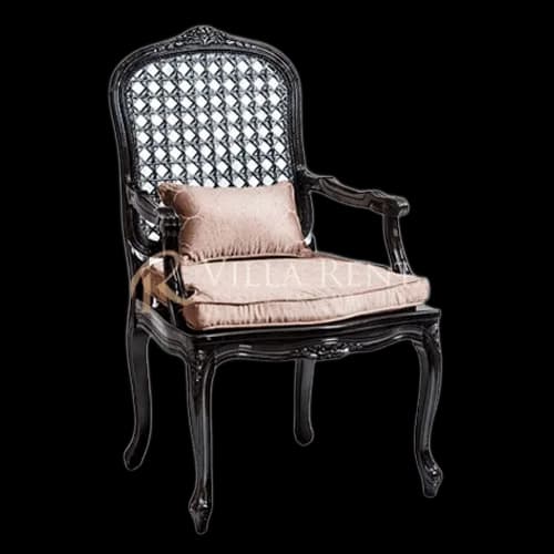 Poltrona Nicolau Black Assento Bege Quadriculado