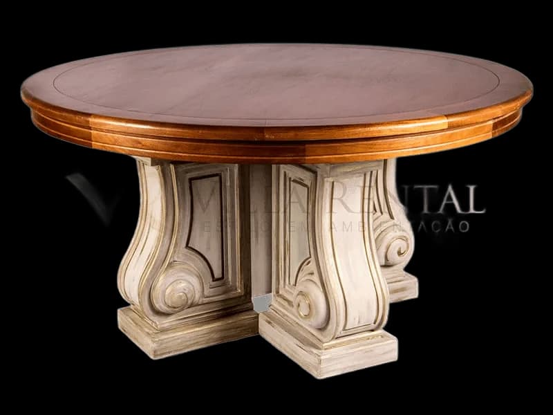 Tampo Madeira Villa 1.60 + Base Colonial Bege Ouro