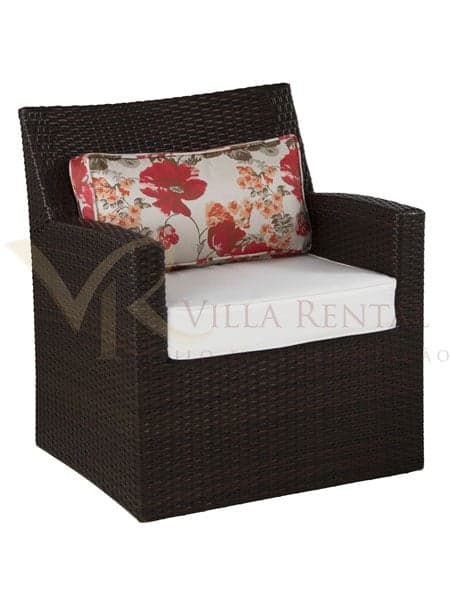 Poltrona Mônaco Rattan - Encosto Chenille Floral