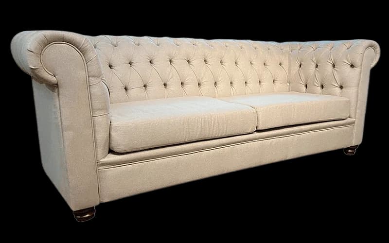 Sofá Chesterfield Linho Cru 3L